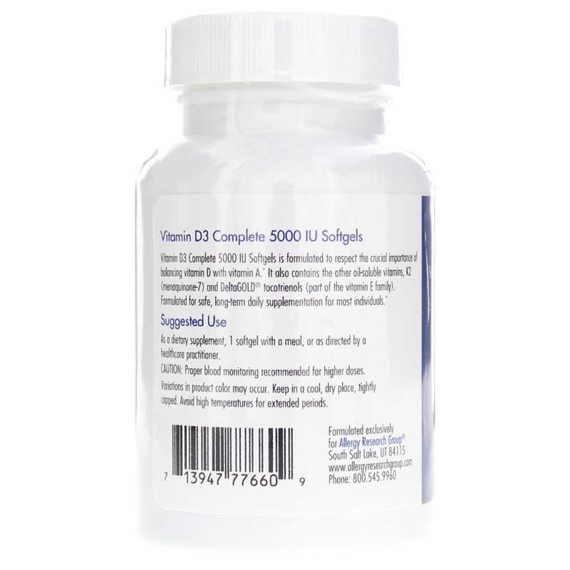 Vitamin D3 Complete 5000 IU Softgels, 120 Softgels | Витамин D3 полный 5000 МЕ мягкие гели, 120 гелевых капсул