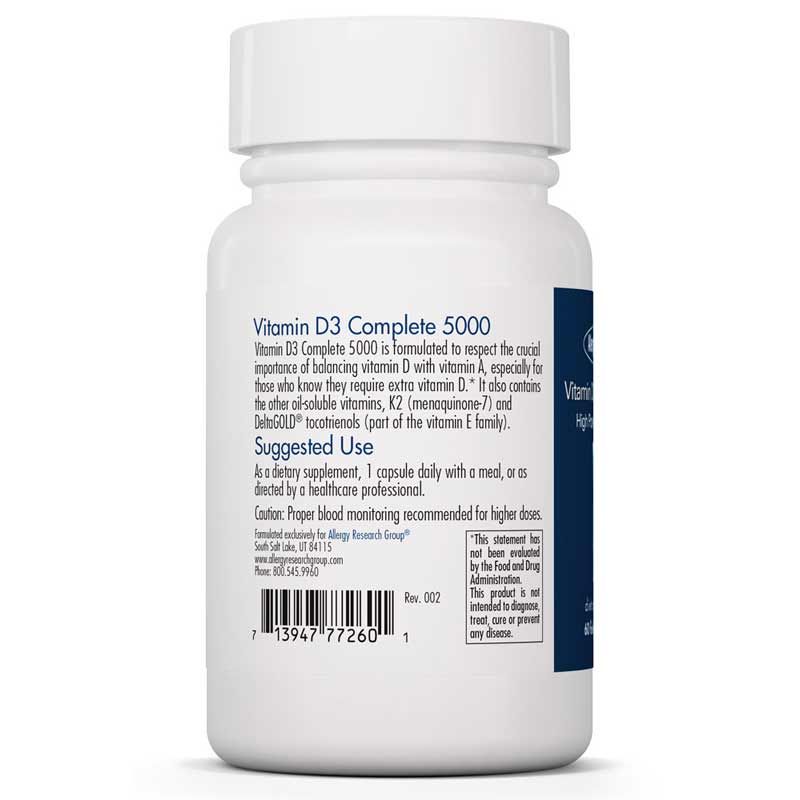 Vitamin D3 Complete 5000 IU Softgels, 60 Softgels | Вітамін D3 повний 5000 МО м'які гелі, 60 гелевих капсул